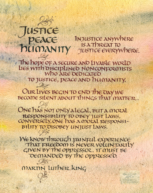 Lettering Justice Peace Humanity