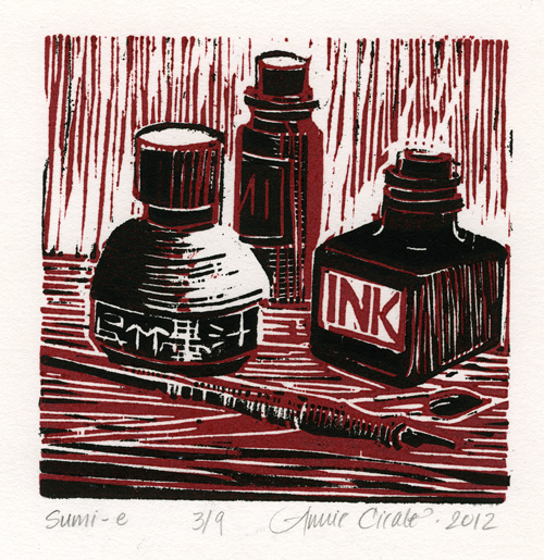 Printmaking Sumi Relief Ink Bottles